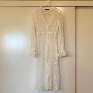Forever 21 Sheer White Polka Dot cover up/ Dress